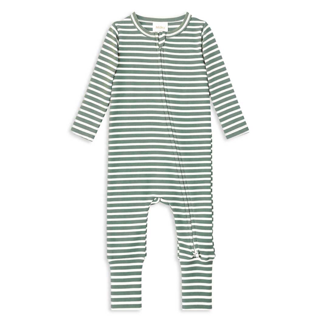 Milky Fern Stripe Zip Romper